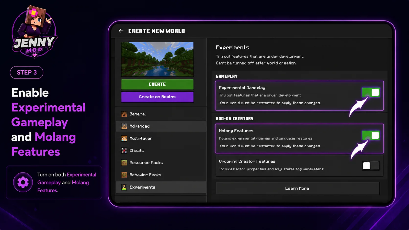 Activate the Mod in a World​ 3