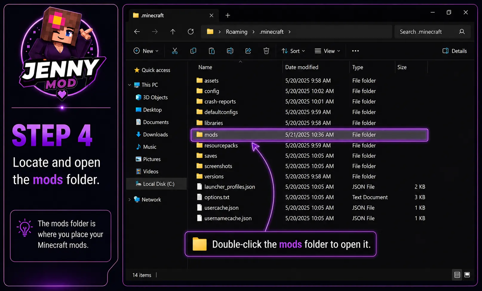 Open the Mods Folder 4